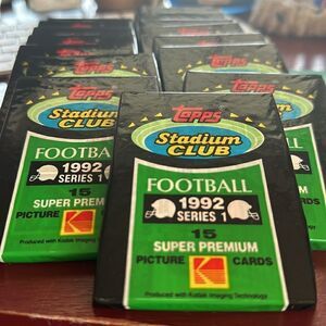 1992 Topps Stadium Club Football Series 1 Trading Card Pack NEW Lot of 15